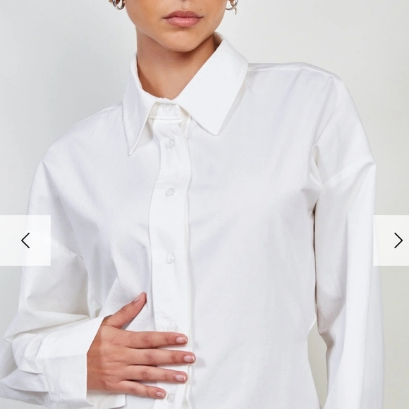 glassworks london Ivory crisp peek back shirt small NWT - Picture 2 of 11